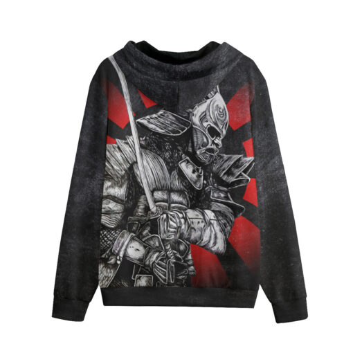 Samurai with Katana Zip Up Hoodie - Image 2