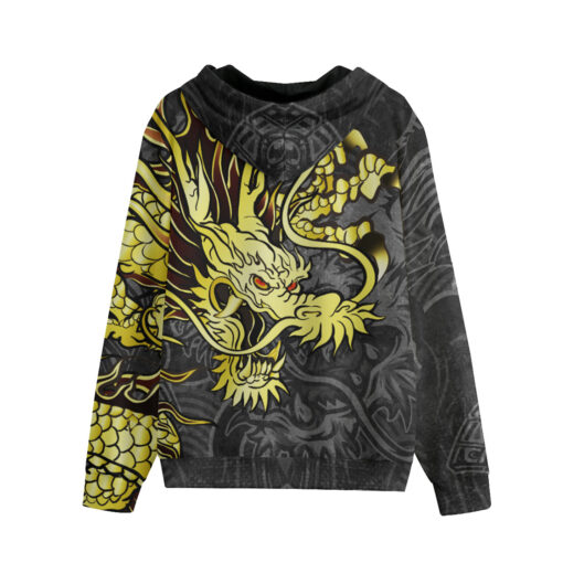 Golden Chinese Dragon Zip Up Hoodie - Image 2