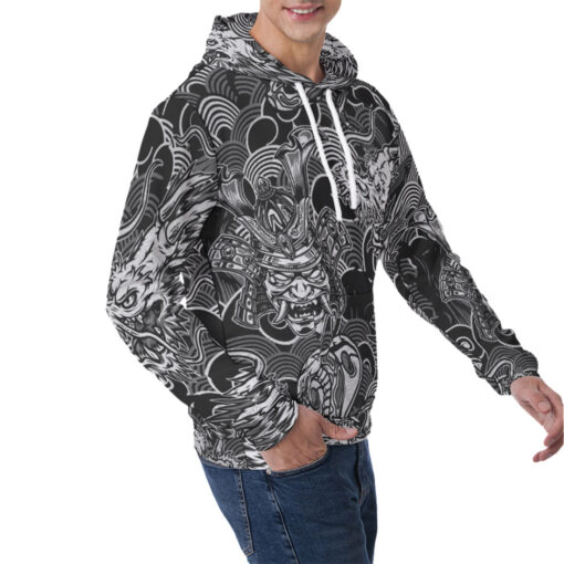 Vintage Snake Dragon Samurai Men's Hoodie - Image 2