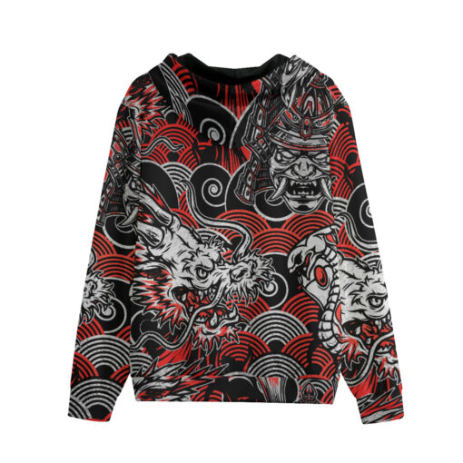 Fantasy Dragon Samurai Snake Zip Up Hoodie - Image 2