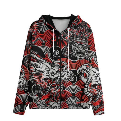 Fantasy Dragon Samurai Snake Zip Up Hoodie