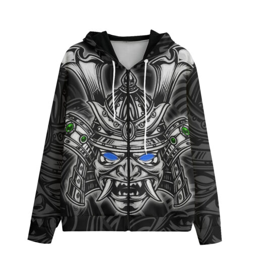 Scary Samurai Warrior Mask Zip Up Hoodie