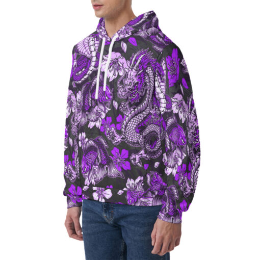 Japanese Dragon Snake Koi Fish Men's Hoodie - Image 3