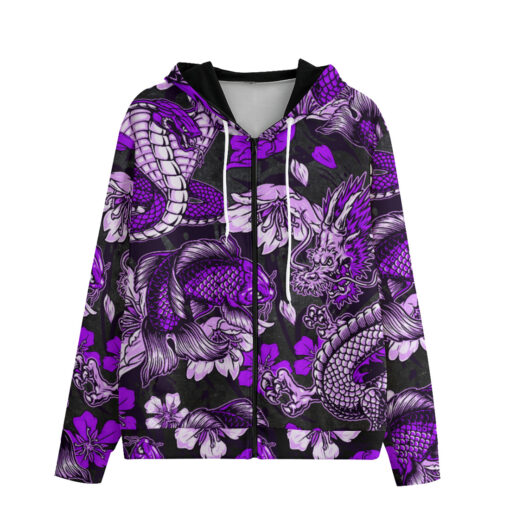 Japanese Dragon Snake Koi Fish Zip Up Hoodie