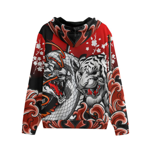 Dragon Tiger Fight Zip Up Hoodie - Image 2