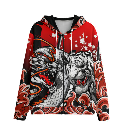 Dragon Tiger Fight Zip Up Hoodie