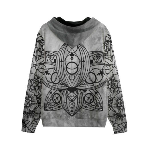 Mehndi Ornament Lotus Flower Zip Up Hoodie - Image 2