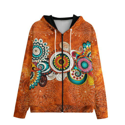 Mehndi Element Ornament Zip Up Hoodie