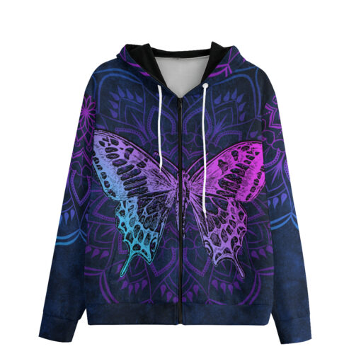 Colorful Mandala And Butterfly Zip Up Hoodie