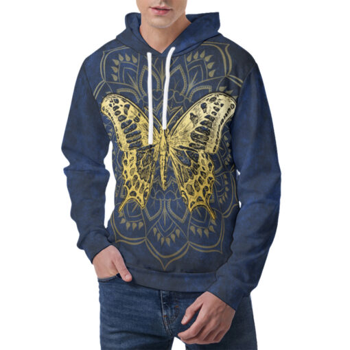 Gold Mandala And Butterfly Men's Hoodie