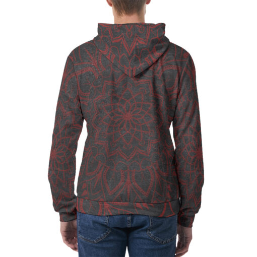 Red Mandala And Butterfly Men's Hoodie - Image 4