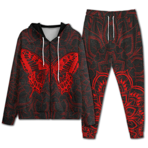 Red Mandala And Butterfly Men's Tracksuit