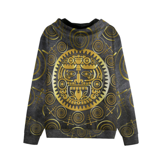 Sacred Mayan Sun God Zip Up Hoodie - Image 2