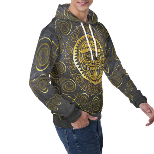 Sacred Mayan Sun God Men's Hoodie - Image 2