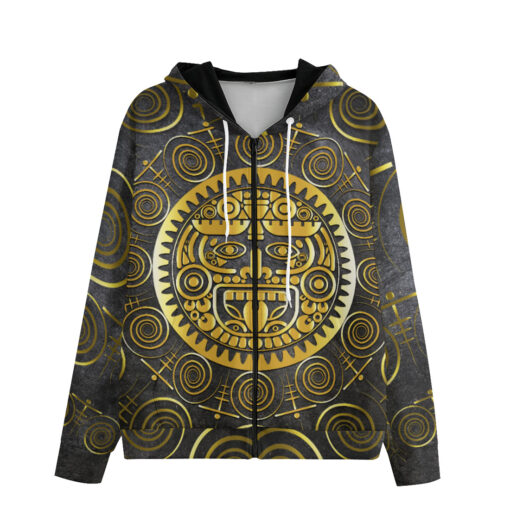 Sacred Mayan Sun God Zip Up Hoodie