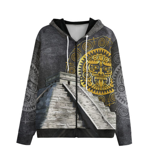 Aztec Wheel Calendar Zip Up Hoodie