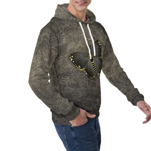 Gold Luxury Butterfly Men's Hoodie - Image 2