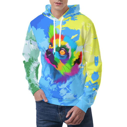 Colorful Lemur Head Men's Hoodie