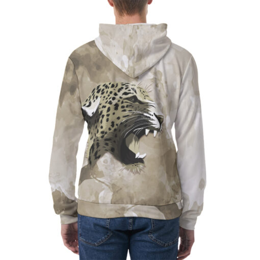 Snarling Leopard Men's Hoodie - Image 4