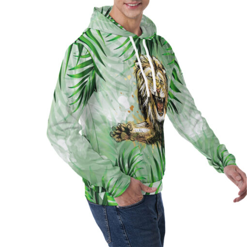 Lion Jumping from Jungle Men's Hoodie - Image 2