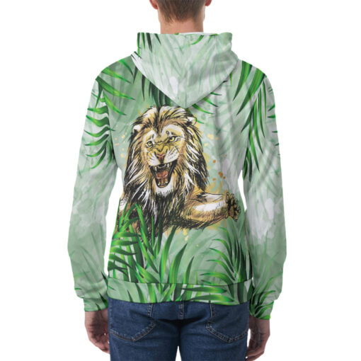 Lion Jumping from Jungle Men's Hoodie - Image 4