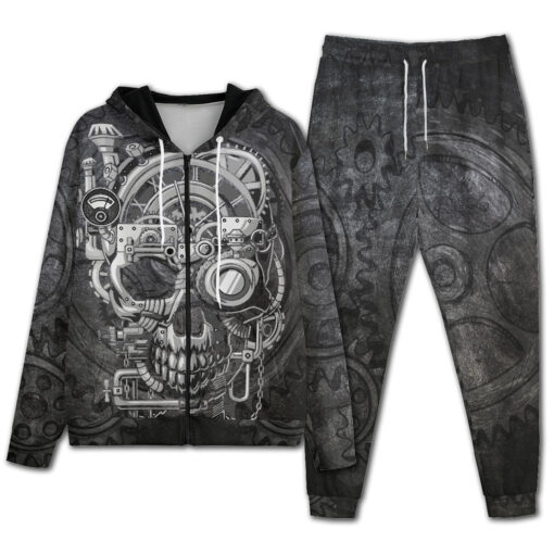 Gray Steampunk Skull Men's Tracksuit