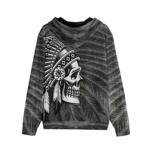 Indian Skull Tattoo Zip Up Hoodie - Image 2