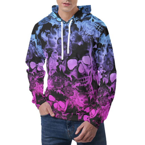 Neon Skulls with Flowers Men's Hoodie