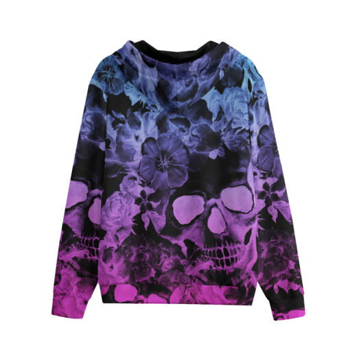 Neon Skulls with Flowers Zip Up Hoodie - Image 2