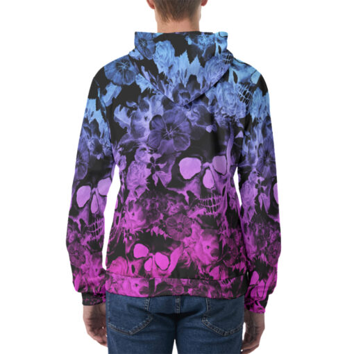 Neon Skulls with Flowers Men's Hoodie - Image 4