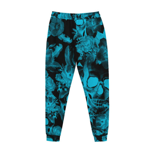 Aqua Blue Skulls with Flowers Sweatpants - Image 2