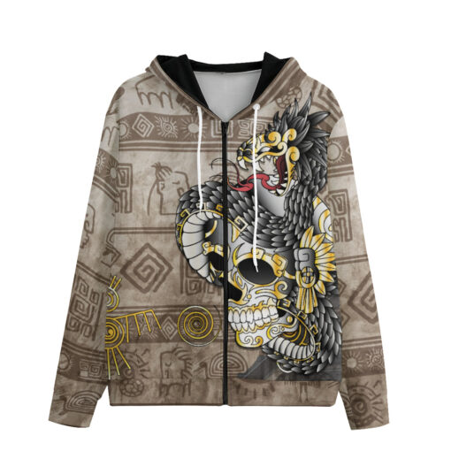 Aztec Gold Skull Zip Up Hoodie