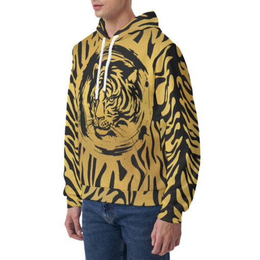 Black Tiger on Gold Men's Hoodie - Image 3