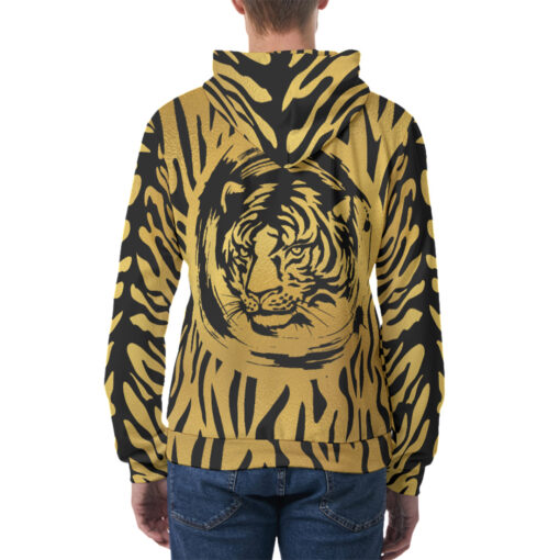 Black Tiger on Gold Men's Hoodie - Image 4