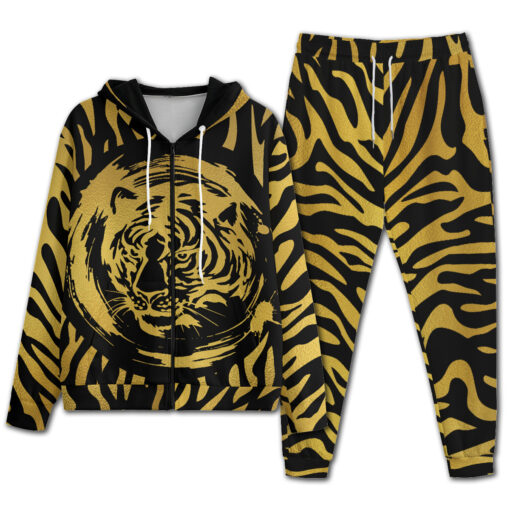 Gold Tiger on Black Men's Tracksuit