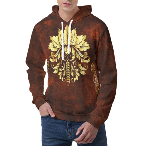 Gold on Red Damask Ornament Men's Hoodie