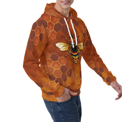 Bee Hexagons Men's Hoodie - Image 2