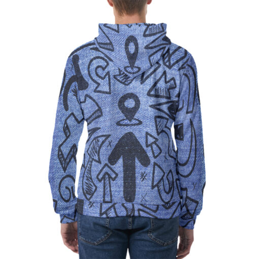 Arrows on Denim Men's Hoodie - Image 4