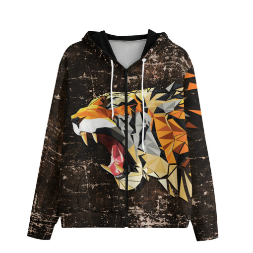 Tiger Polygons Zip Up Hoodie