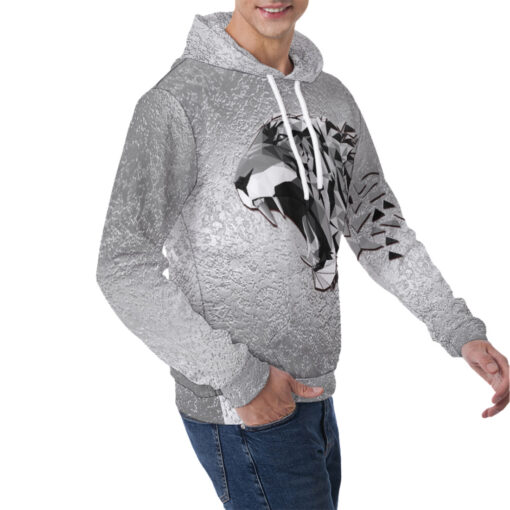 Silver Tiger Polygons Men's Hoodie - Image 2