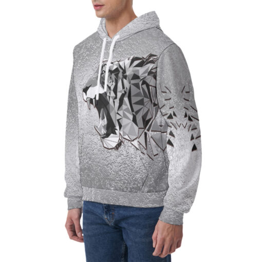 Silver Tiger Polygons Men's Hoodie - Image 3