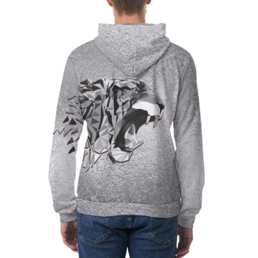 Silver Tiger Polygons Men's Hoodie - Image 4