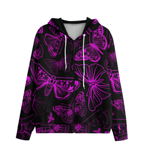 Pink Butterflies Zip Up Hoodie