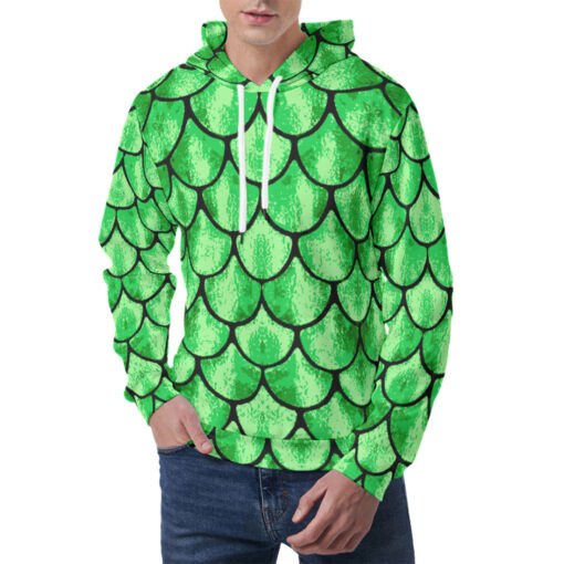 Green Glow Fish Scales Men's Hoodie