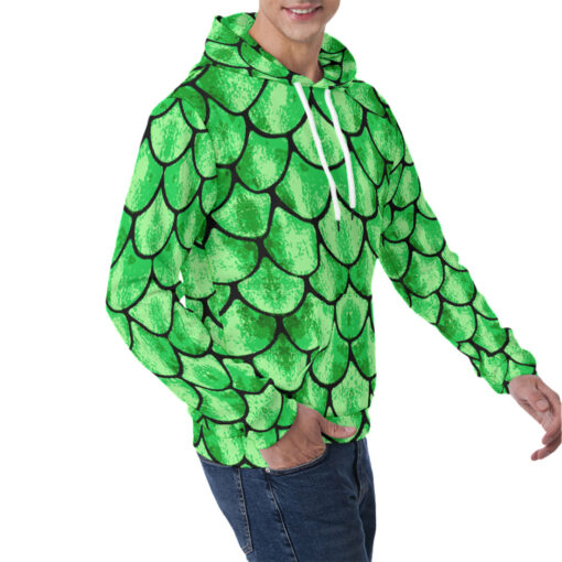 Green Glow Fish Scales Men's Hoodie - Image 2