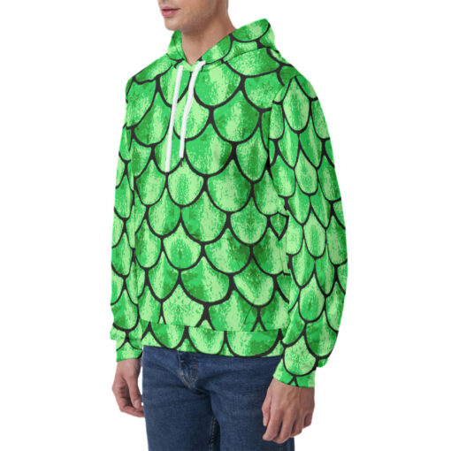 Green Glow Fish Scales Men's Hoodie - Image 3