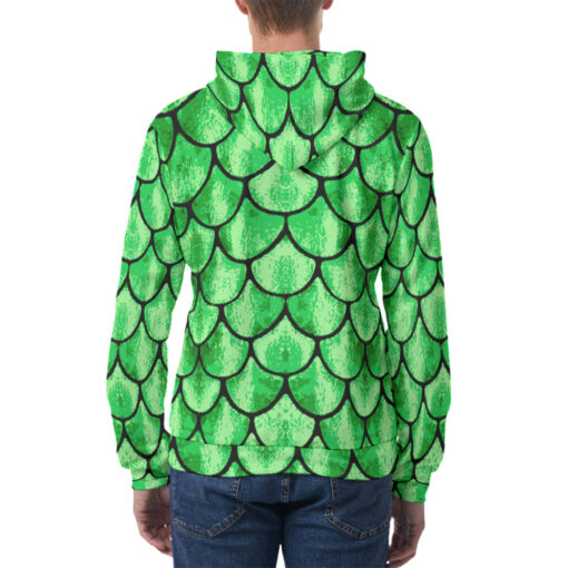 Green Glow Fish Scales Men's Hoodie - Image 4