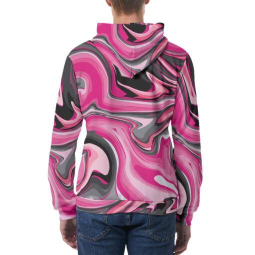 Pink Marble Men's Hoodie - Image 2