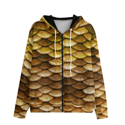 Golden Fish Scales Zip Up Hoodie