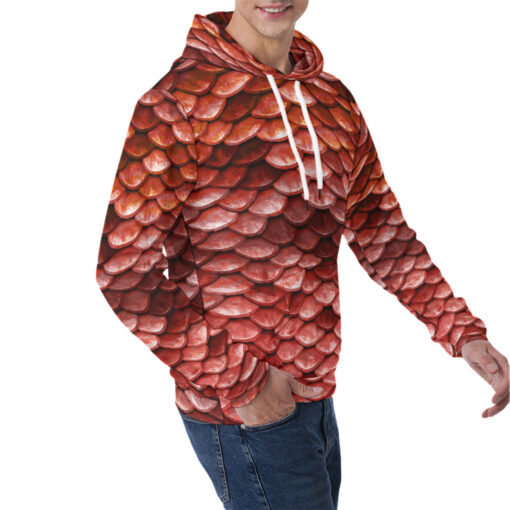 Red Fish Scales Men's Hoodie - Image 2